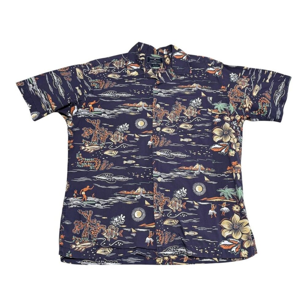 Polo Sport Ralph Lauren Fish Coral Ocean Button Up Casual Shirt Adult‎ Large
